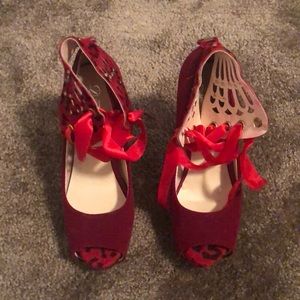 Burgundy Platform Pumps